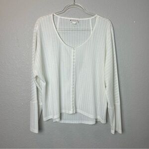 Love Riche White Semi Sheer Knit Clasp Front Blouse Size L